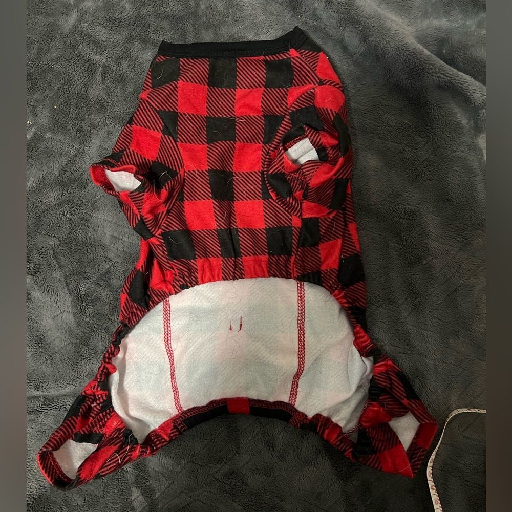 Plaid Christmas present dog pajamas - Picture 2 of 5